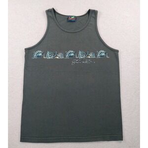 Vtg 90's Gecko Hawaii Tank Top Size Med Green Happy Shirts Woody Wagon Made USA